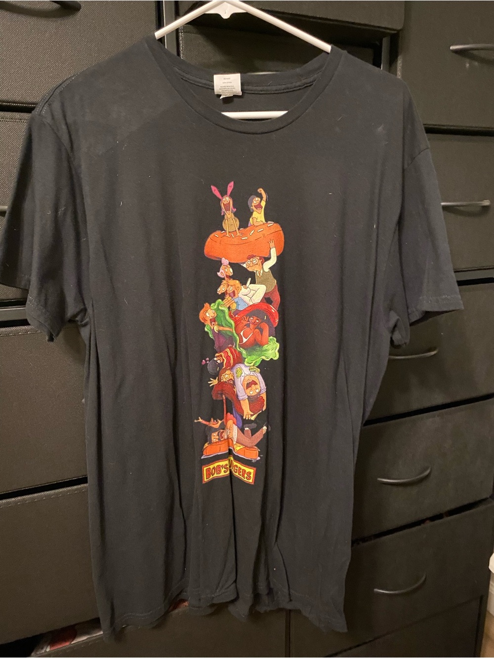 Black Graphic Tee with Bobs burgers Cartoon Print